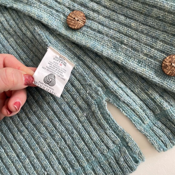 WOOLRICH women’s sweater SZ M soft pine green button up cardigan 100% wo… - Picture 8 of 9